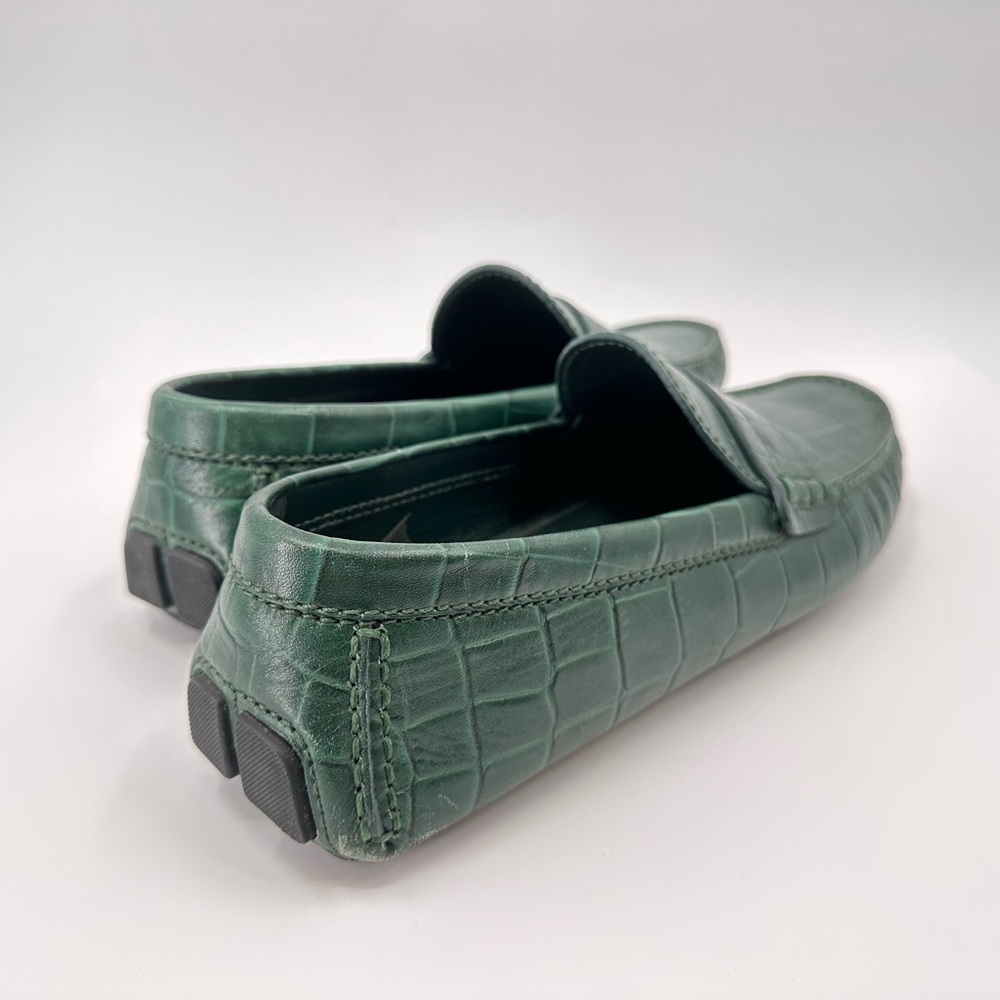Louis Vuitton Green Leather Animal Print Drivers Size 11 USA/10 EU - Picture 7 of 16